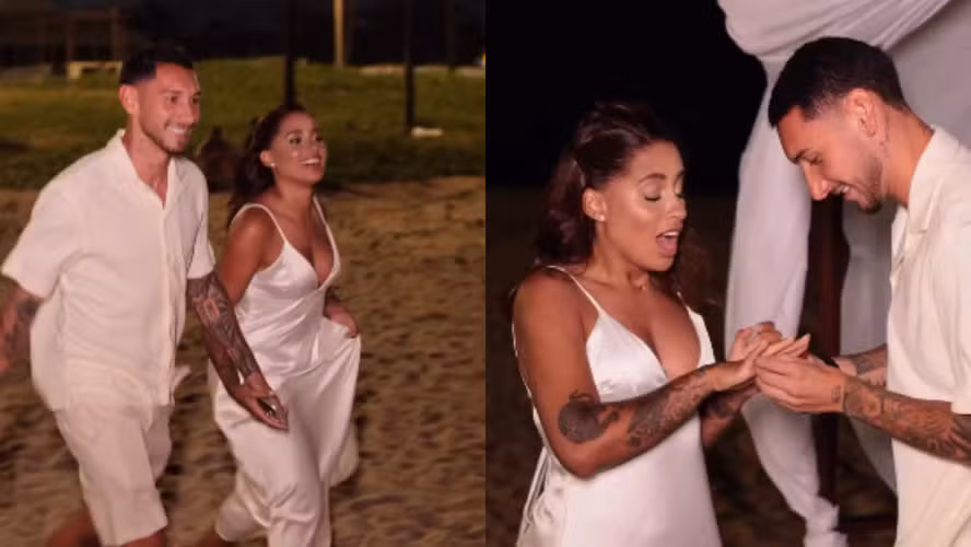 MC Loma é pedida em casamento por jogador de futebol em cenário paradisíaco: 'Escolheria mil vezes'